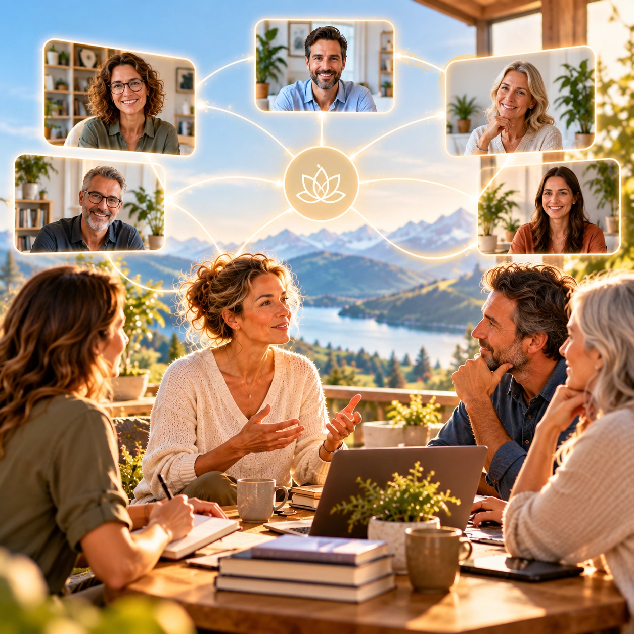 Gemeinsam verbunden am Bergsee