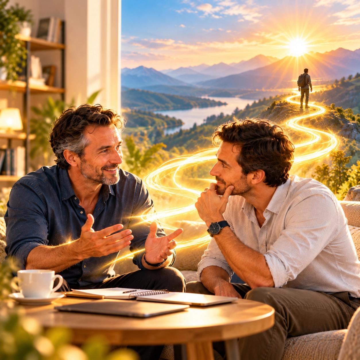 Globale Herzverbindung im goldenen Abendlicht