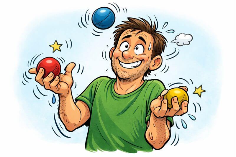 Therapie ist jonglieren mit eingeölten Bällen