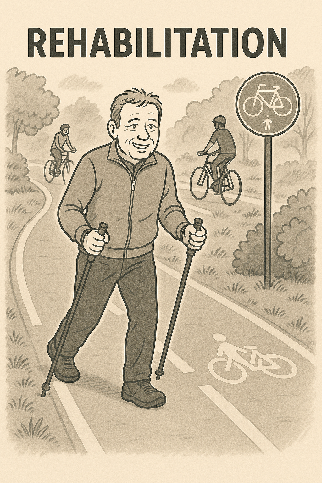 Aufrecht mit Nordic Walking Technik