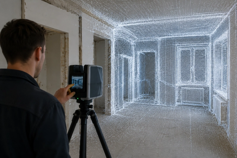 3D Laser Scan einer renovierten Raumstruktur