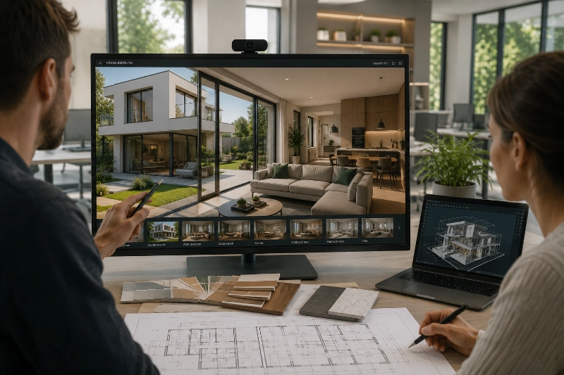Architekten bei der Besprechung der Visualisierung