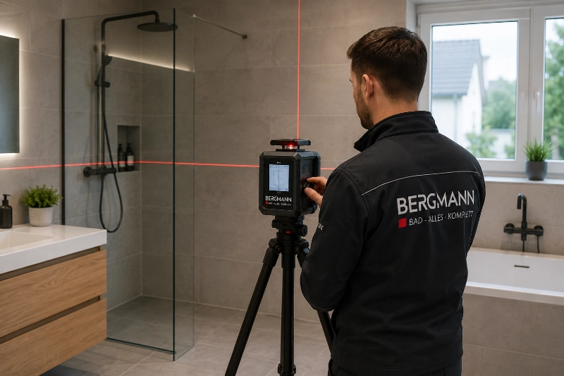Moderne Badezimmerrenovierung mit Laser Niveau