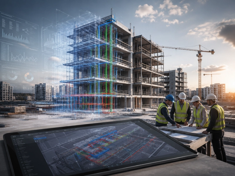 Moderne Baustelle mit AR-Übersicht