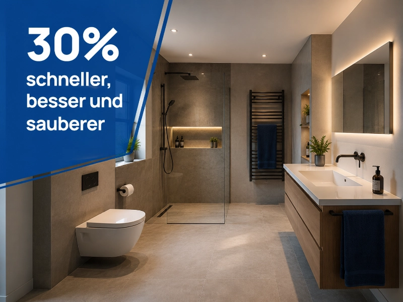 Modernes Badezimmer mit Werbeoverlay